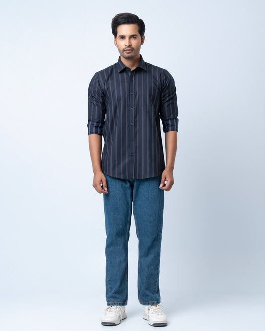 Men's Premium Casual Shirt - Midnight Stripe