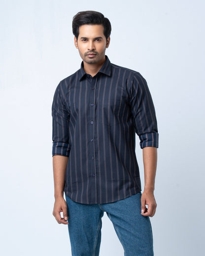Men's Premium Casual Shirt - Midnight Stripe