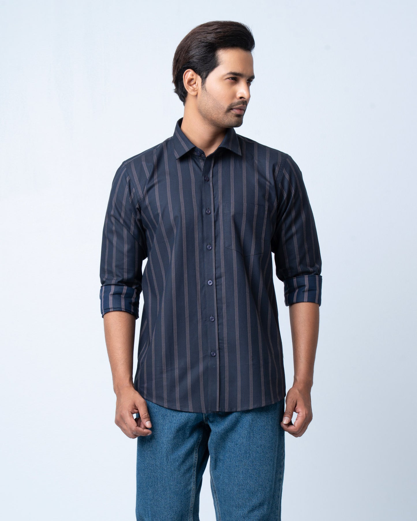 Men's Premium Casual Shirt - Midnight Stripe