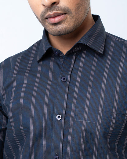 Men's Premium Casual Shirt - Midnight Stripe
