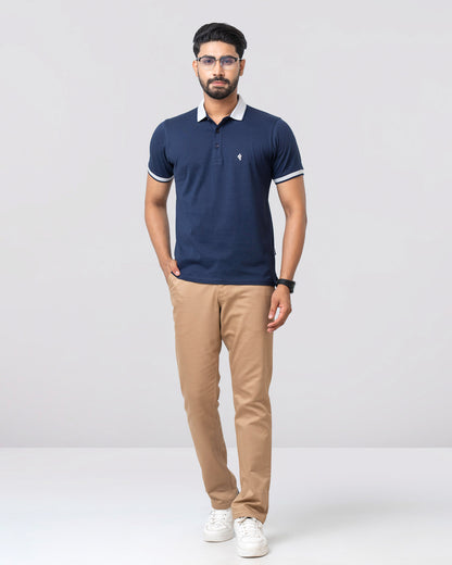 Men's Single Jersey Cotton Polo - Navy