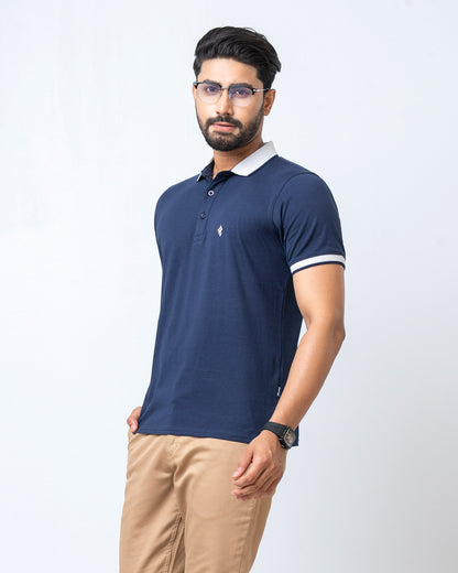 Men's Single Jersey Cotton Polo - Navy