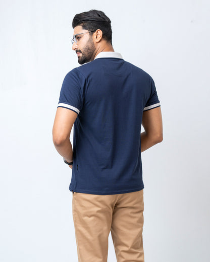 Men's Single Jersey Cotton Polo - Navy