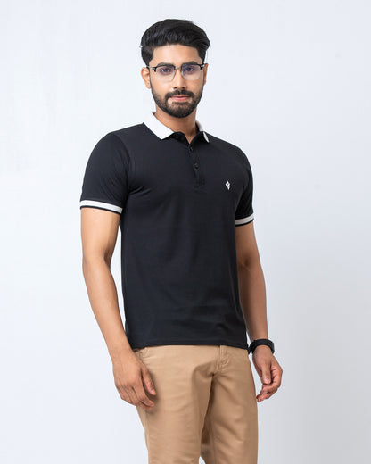 Men's Single Jersey Cotton Polo - Jet Black