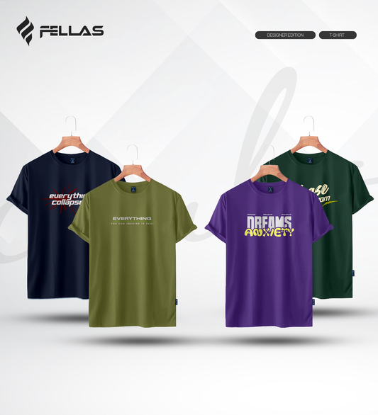 Men's Premium Half Sleeve T-Shirt (4 Combo) - Everything Collapse, Everything, Dreams Anxiety, Chase