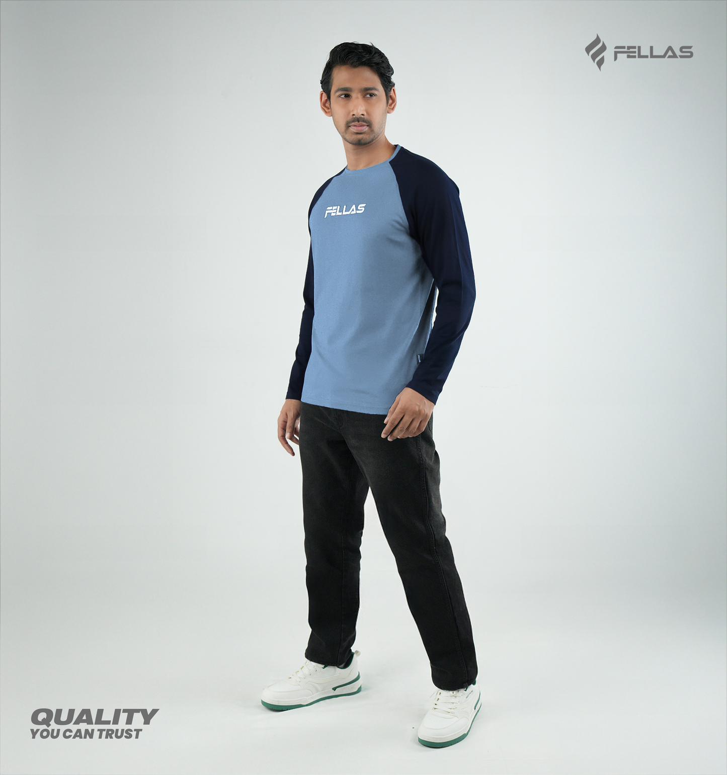 Fellas Full Sleeve Raglan T-Shirt - Sky Blue