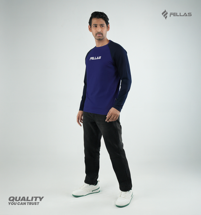 Fellas Full Sleeve Raglan T-Shirt - Navy Blue