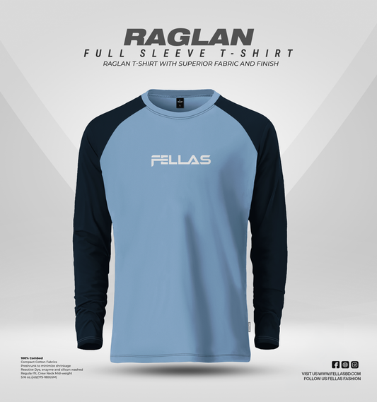 Fellas Full Sleeve Raglan T-Shirt - Sky Blue