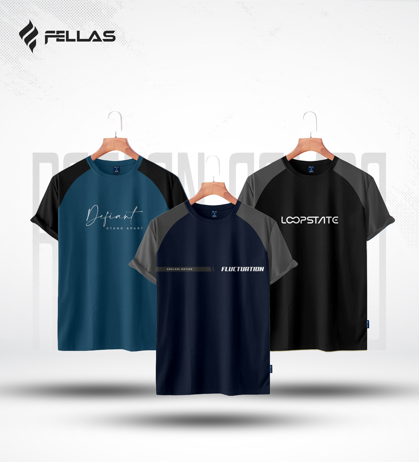 Fellas Men's Premium Half Sleeve Raglan (3 Combo) - Defiant, Fluctuation, Loopstate