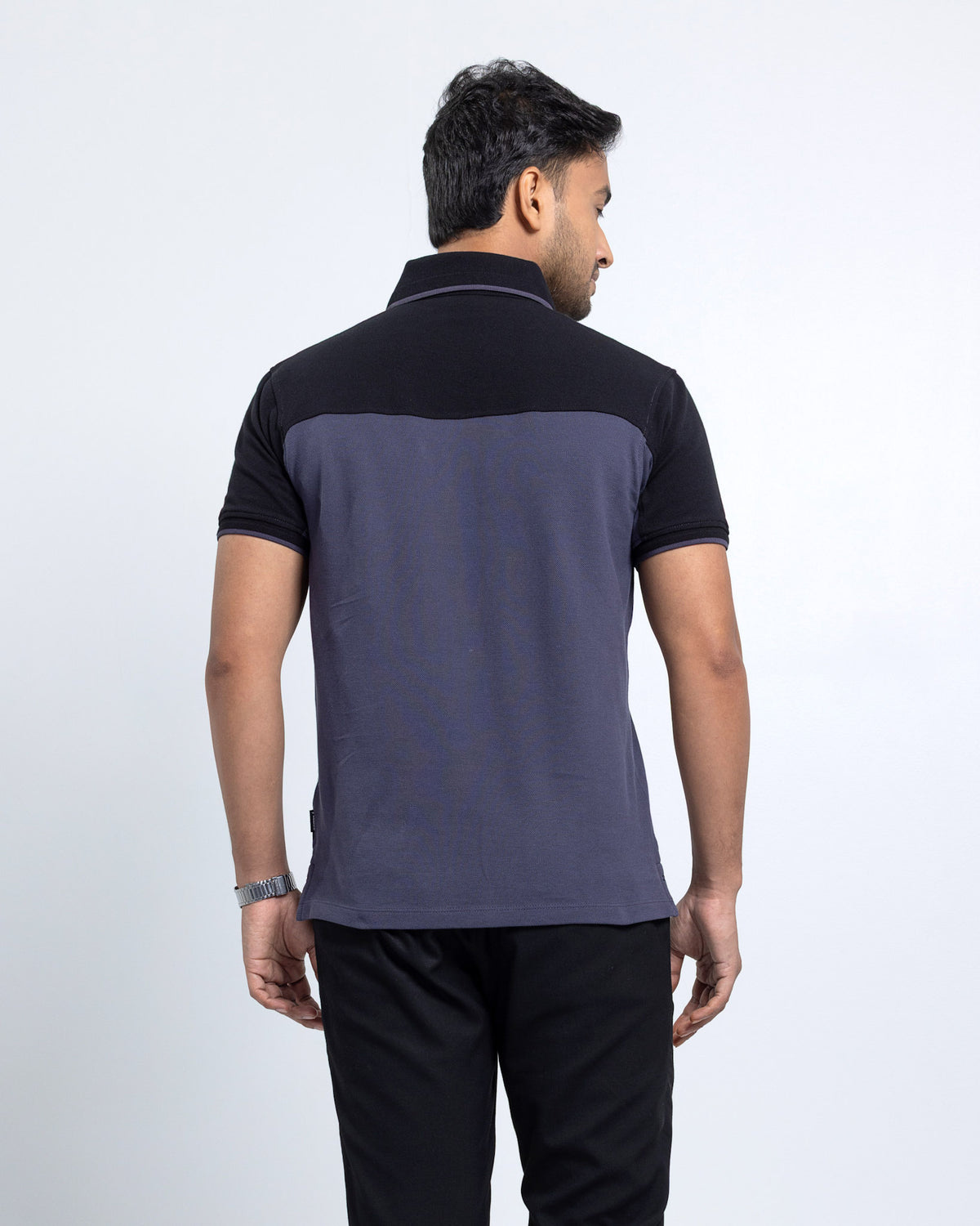 Men’s Double PK Cut & Sew Cotton Polo - Graphite Horizon