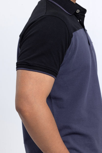 Men’s Double PK Cut & Sew Cotton Polo - Graphite Horizon