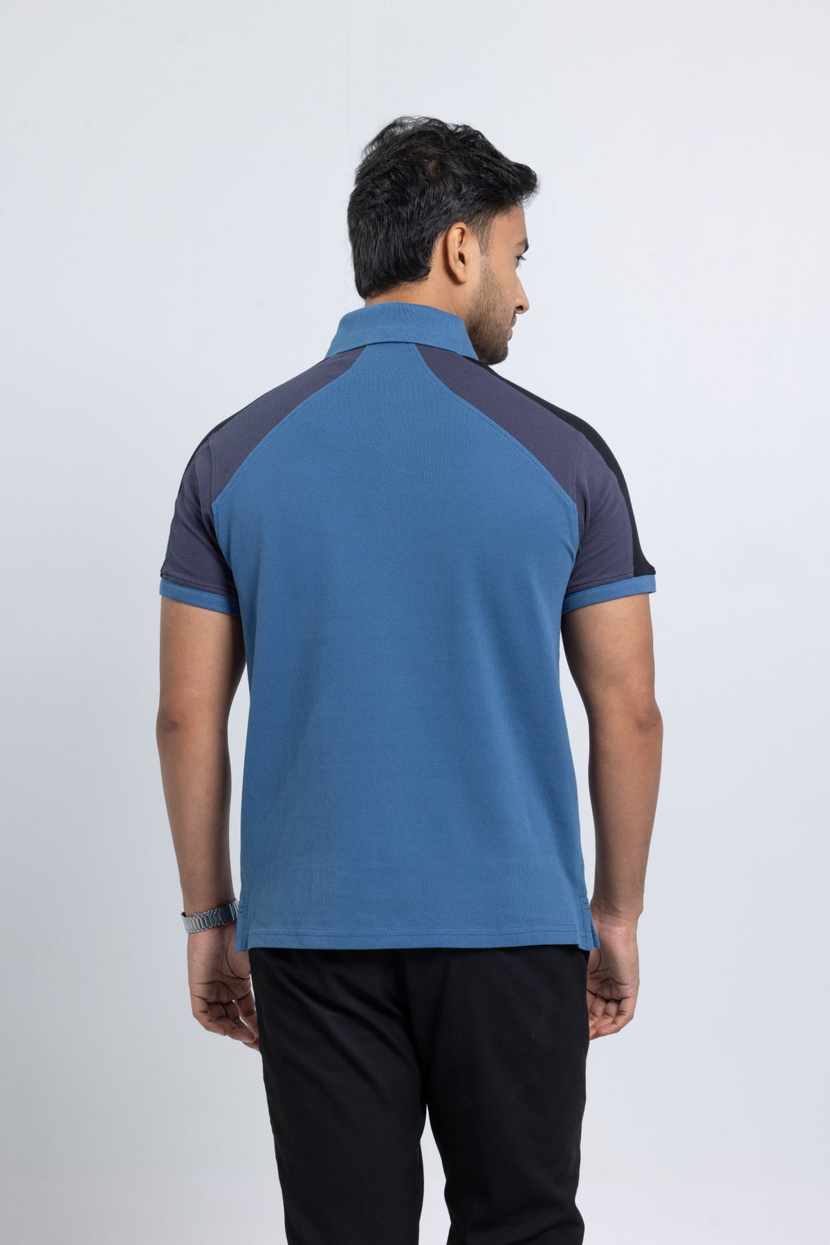 Men’s Double PK Cut & Sew Cotton Polo - Petrol Blue