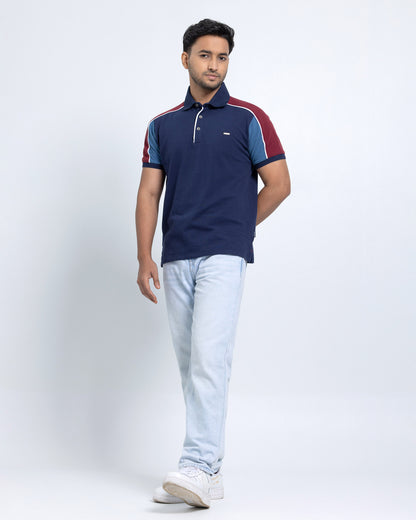 Men’s Double PK Cut & Sew Cotton Polo - Victory Blue