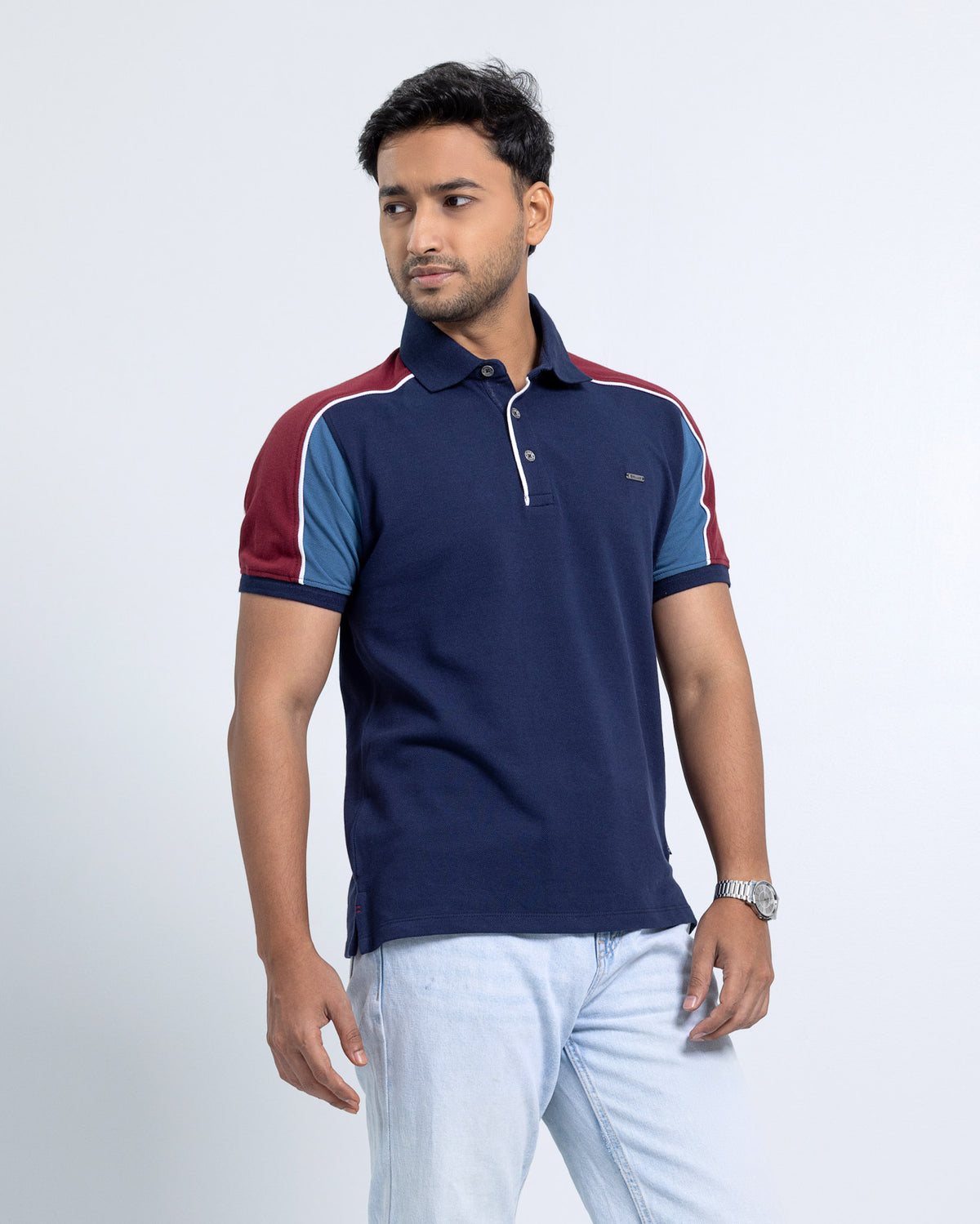 Men’s Double PK Cut & Sew Cotton Polo - Victory Blue