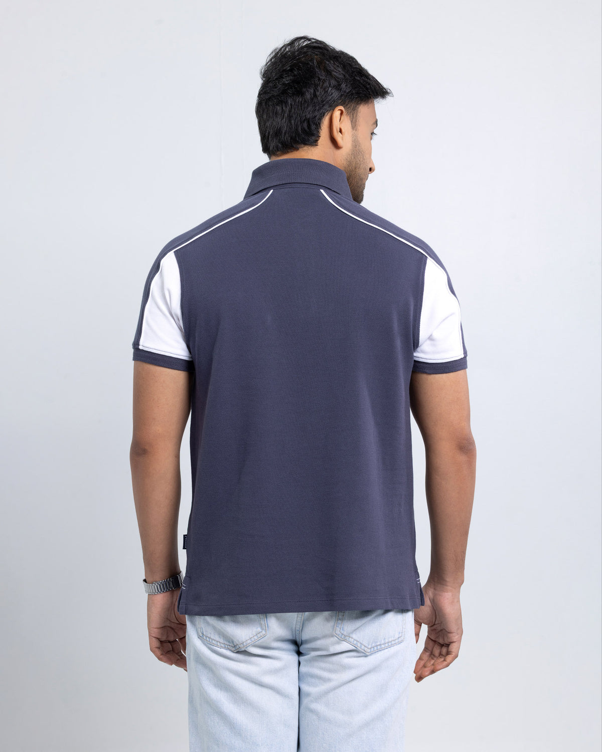 Men’s Double PK Cut & Sew Cotton Polo - Graphite Edge