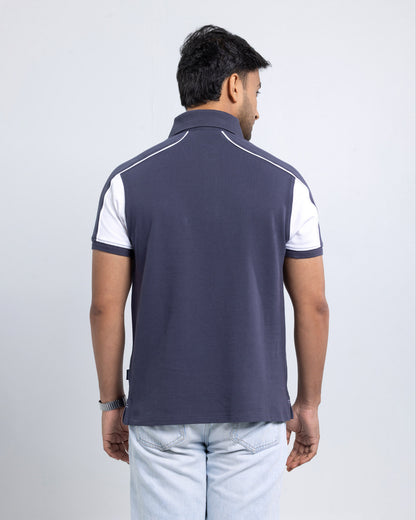 Men’s Double PK Cut & Sew Cotton Polo - Graphite Edge