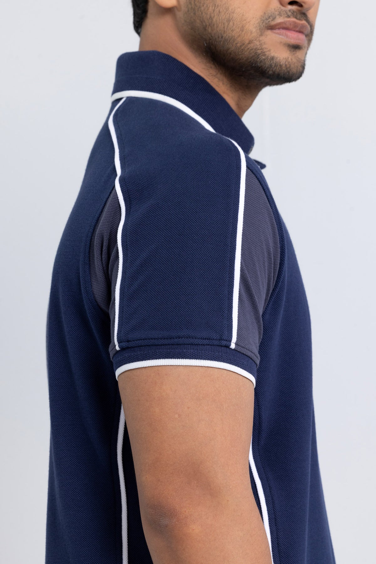 Men’s Double PK Cut & Sew Cotton Polo - Midnight Navy