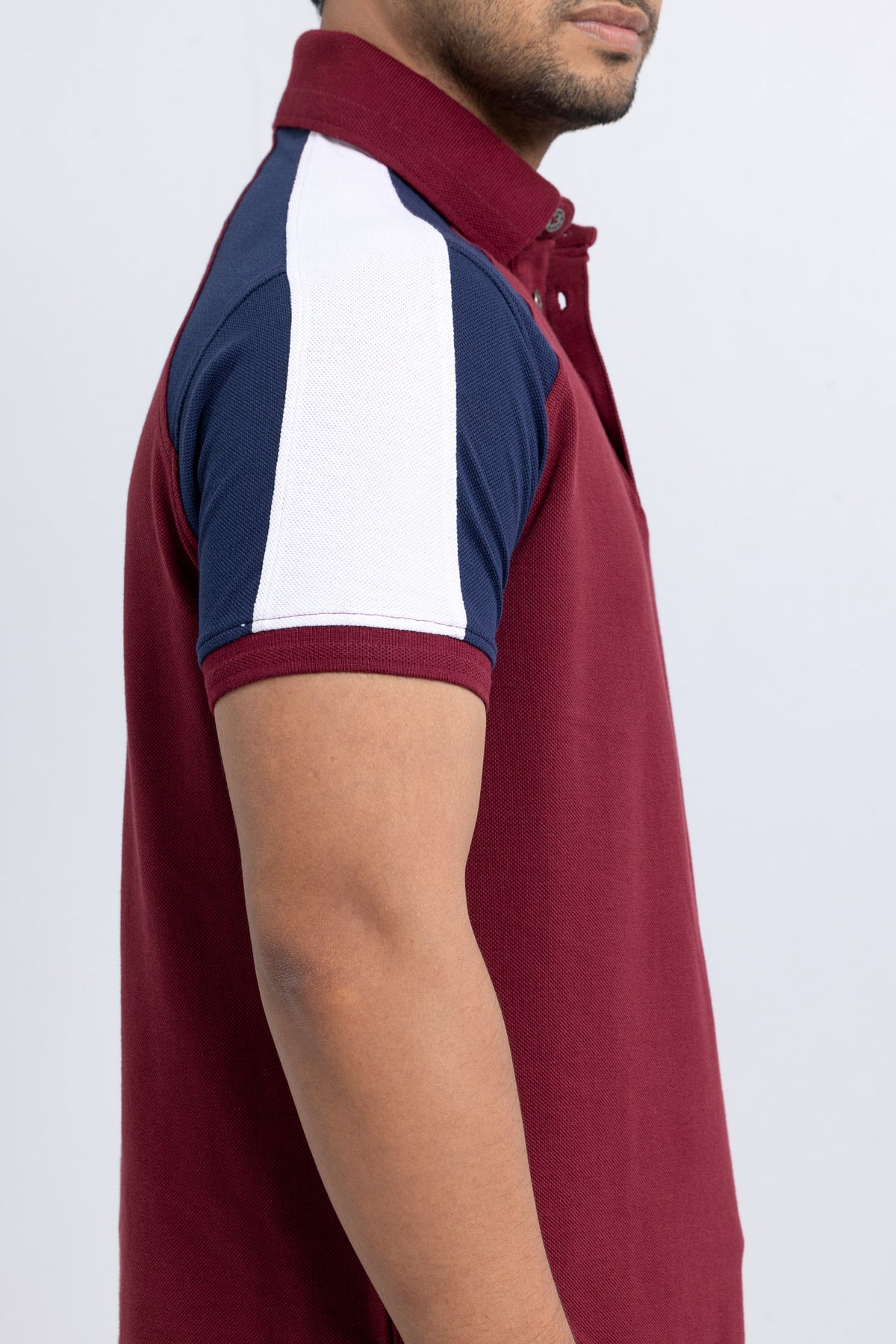 Men’s Double PK Cut & Sew Cotton Polo - Royal Wine