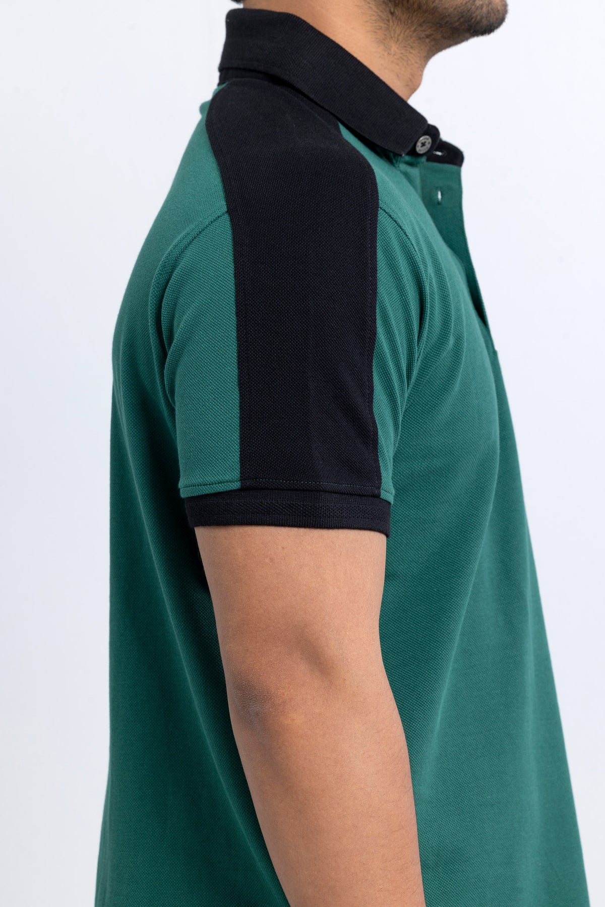 Men’s Double PK Cut & Sew Cotton Polo - Green Force