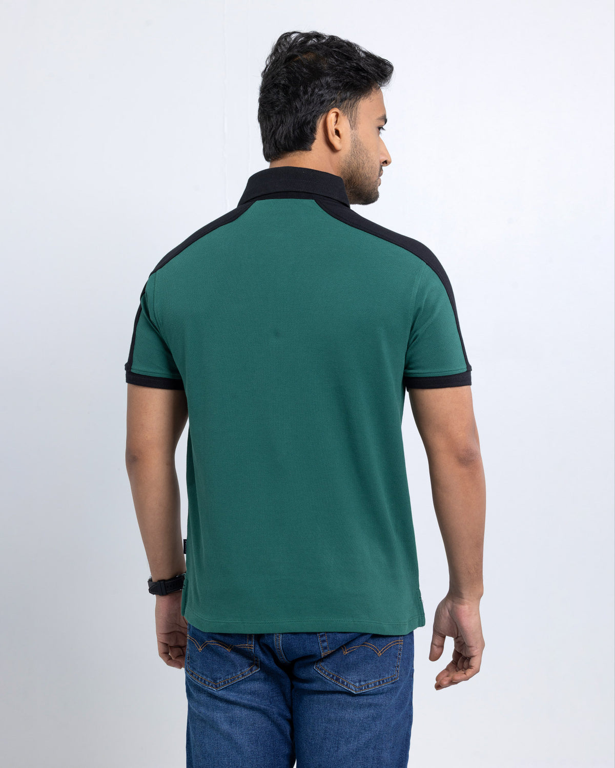 Men’s Double PK Cut & Sew Cotton Polo - Green Force