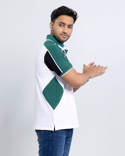 Men’s Double PK Cut & Sew Cotton Polo - Glacier Green
