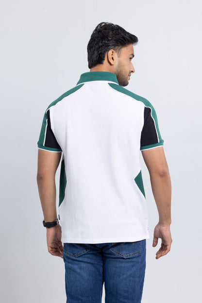 Men’s Double PK Cut & Sew Cotton Polo - Glacier Green