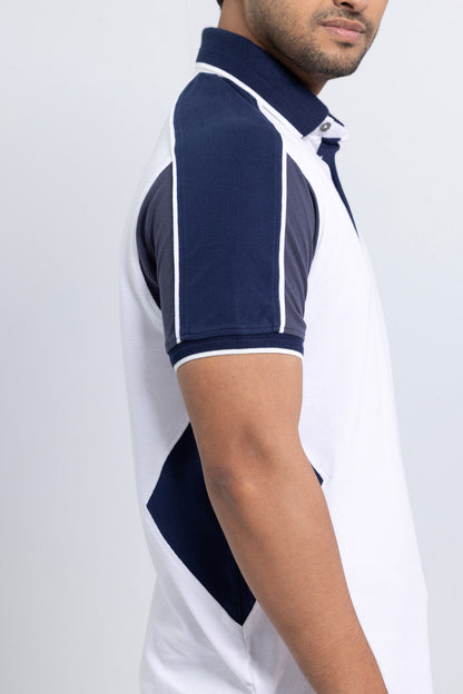 Men’s Double PK Cut & Sew Cotton Polo - Glacier Navy