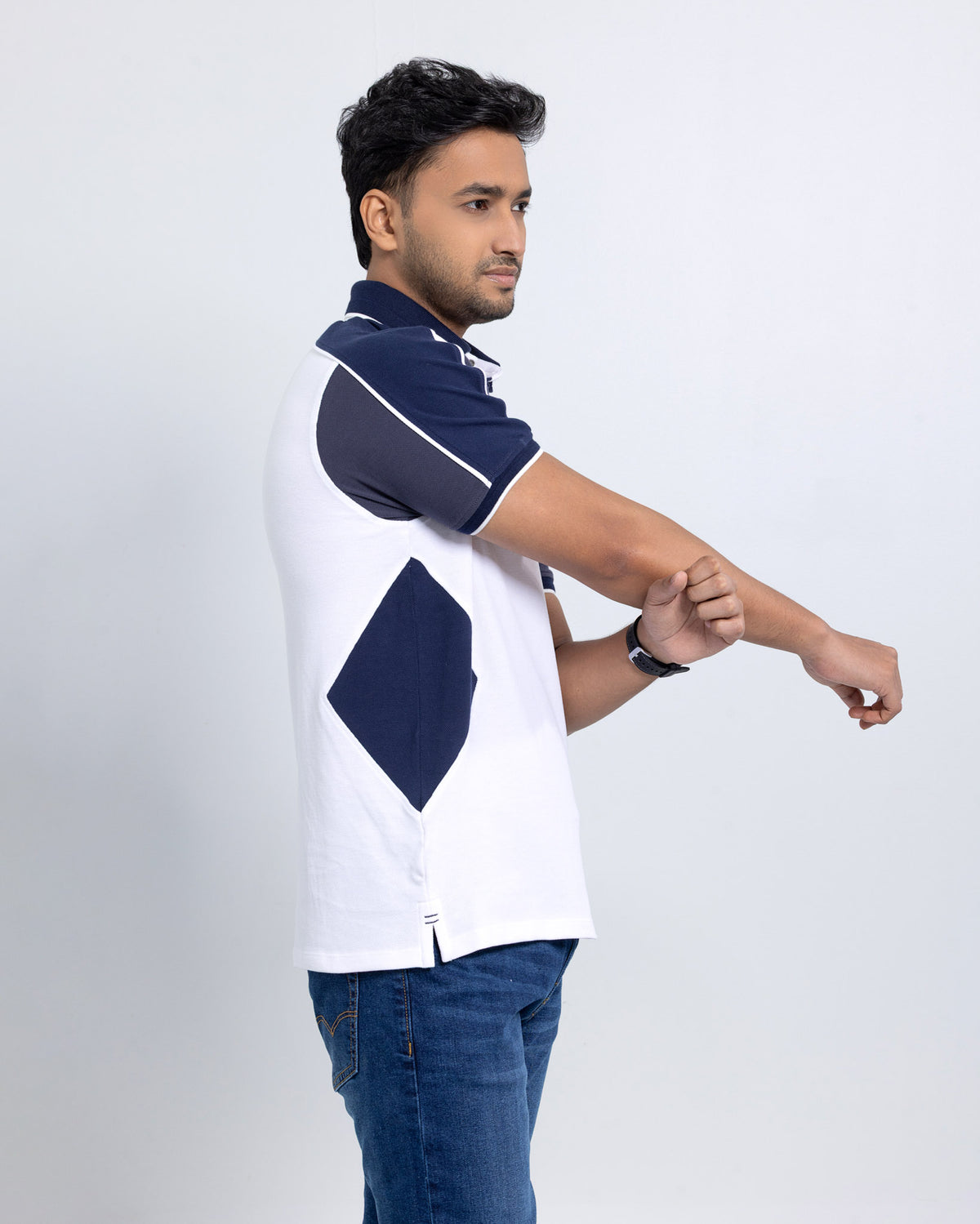 Men’s Double PK Cut & Sew Cotton Polo - Glacier Navy