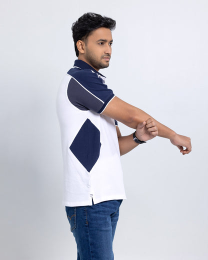 Men’s Double PK Cut & Sew Cotton Polo - Glacier Navy