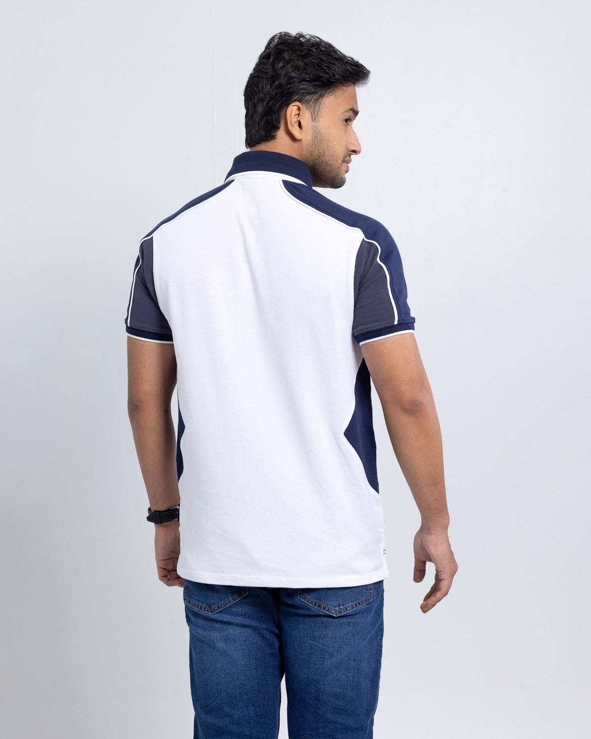 Men’s Double PK Cut & Sew Cotton Polo - Glacier Navy