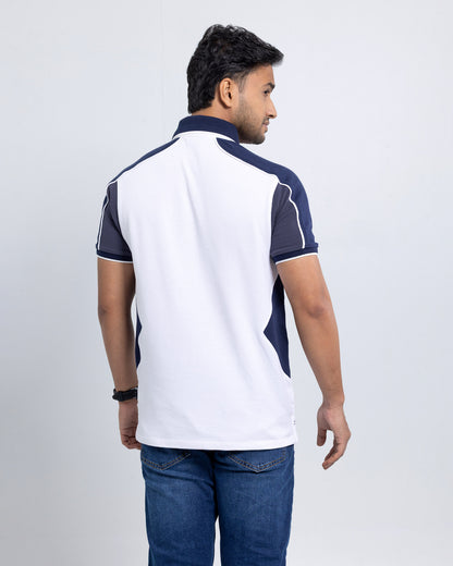 Men’s Double PK Cut & Sew Cotton Polo - Glacier Navy