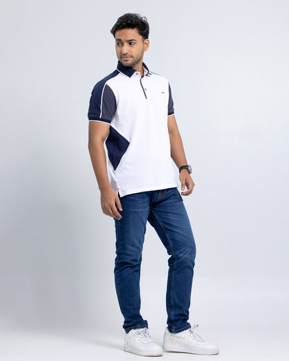Men’s Double PK Cut & Sew Cotton Polo - Glacier Navy