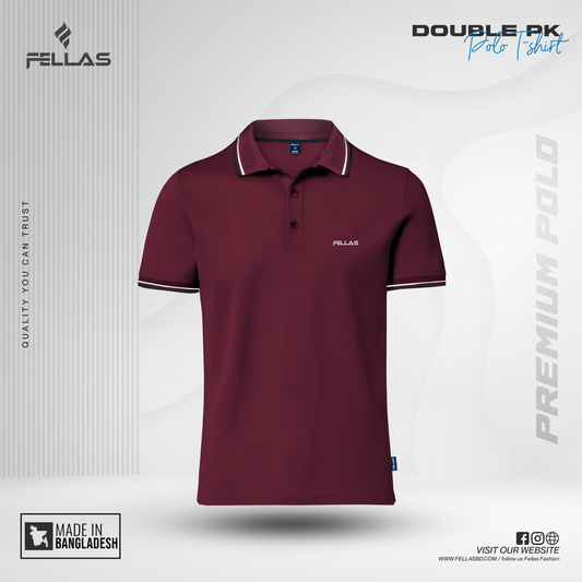 Men’s Premium Double PK Cotton Polo -Maroon