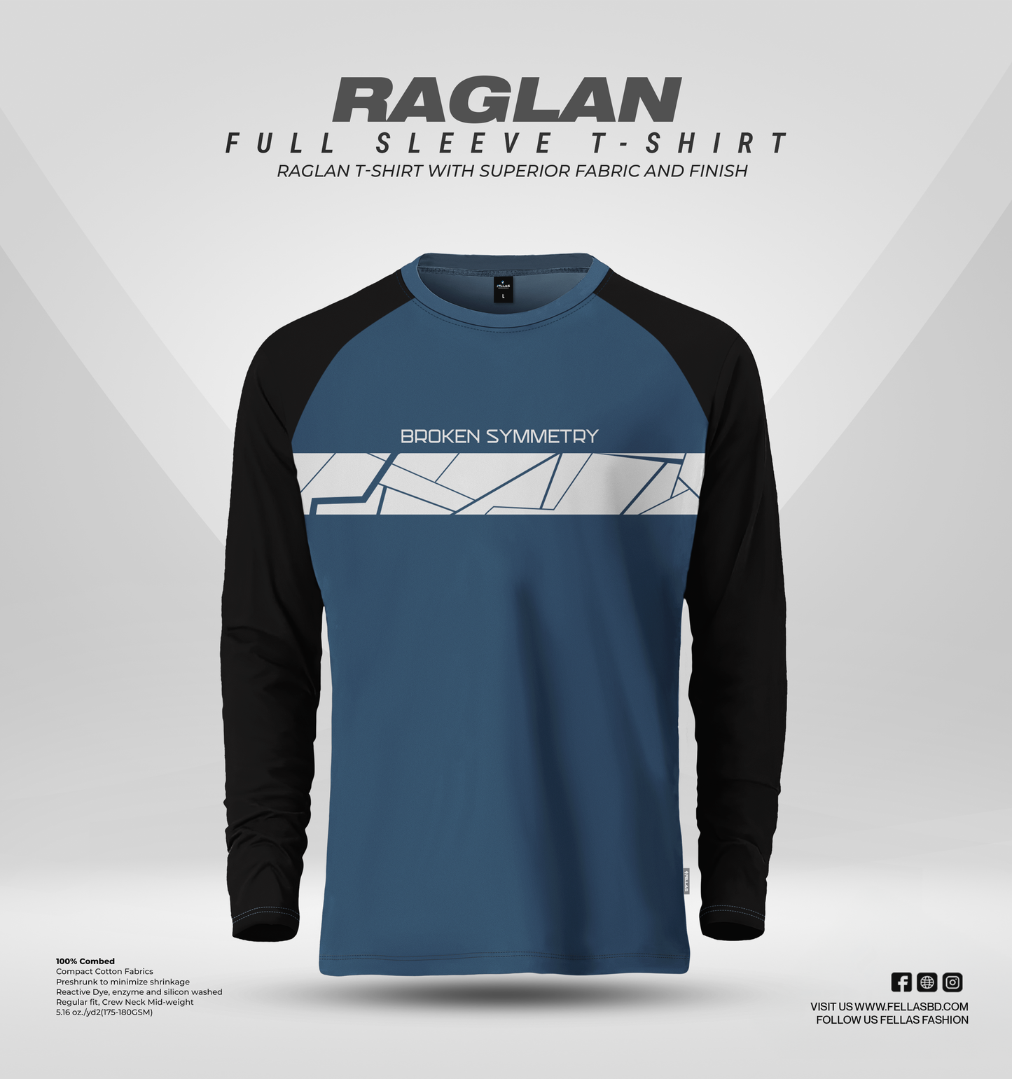 Men's Full Sleeve Raglan T-Shirt - Broken Symmetry