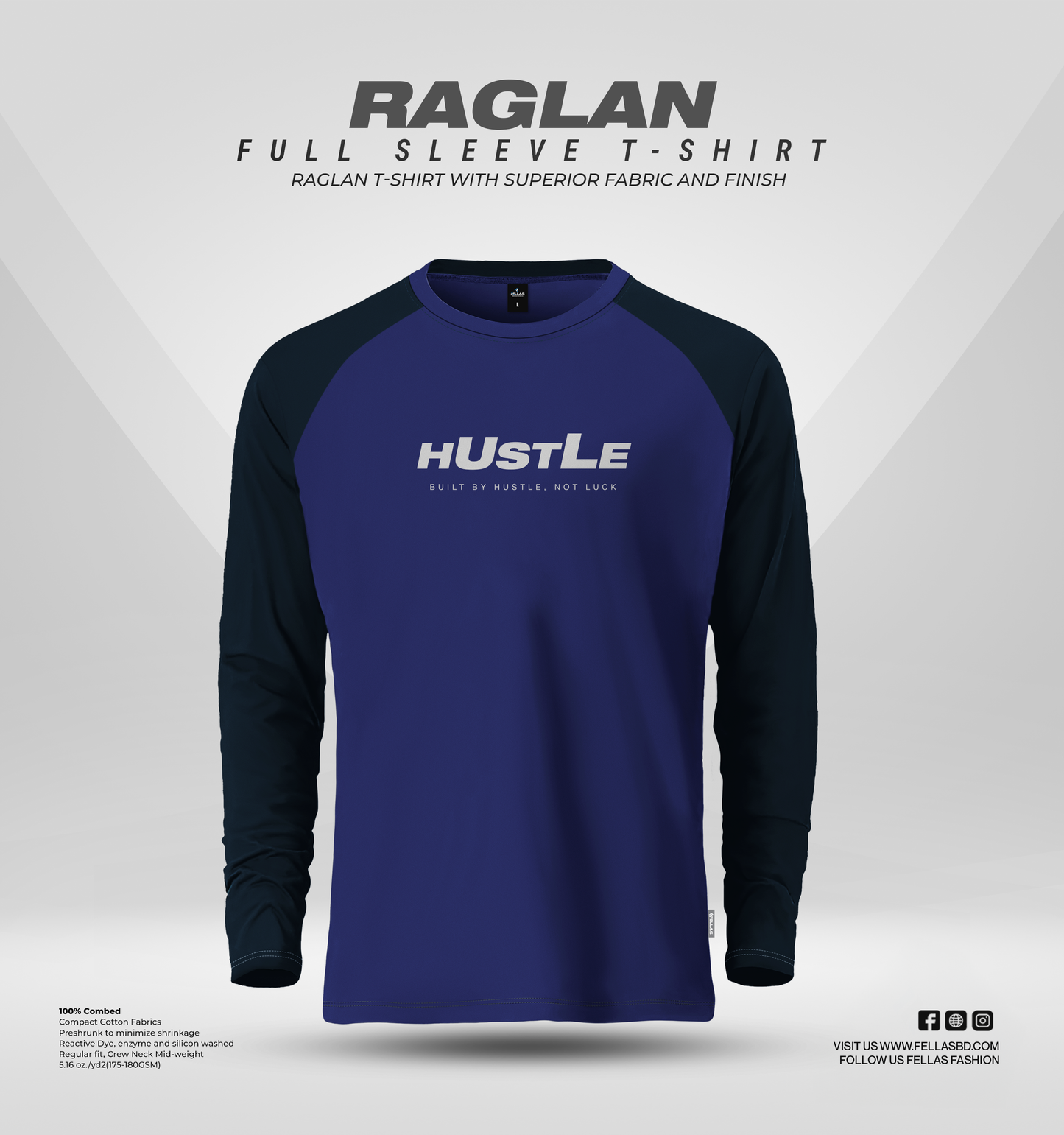 Men's Full Sleeve Raglan T-Shirt - Hustle