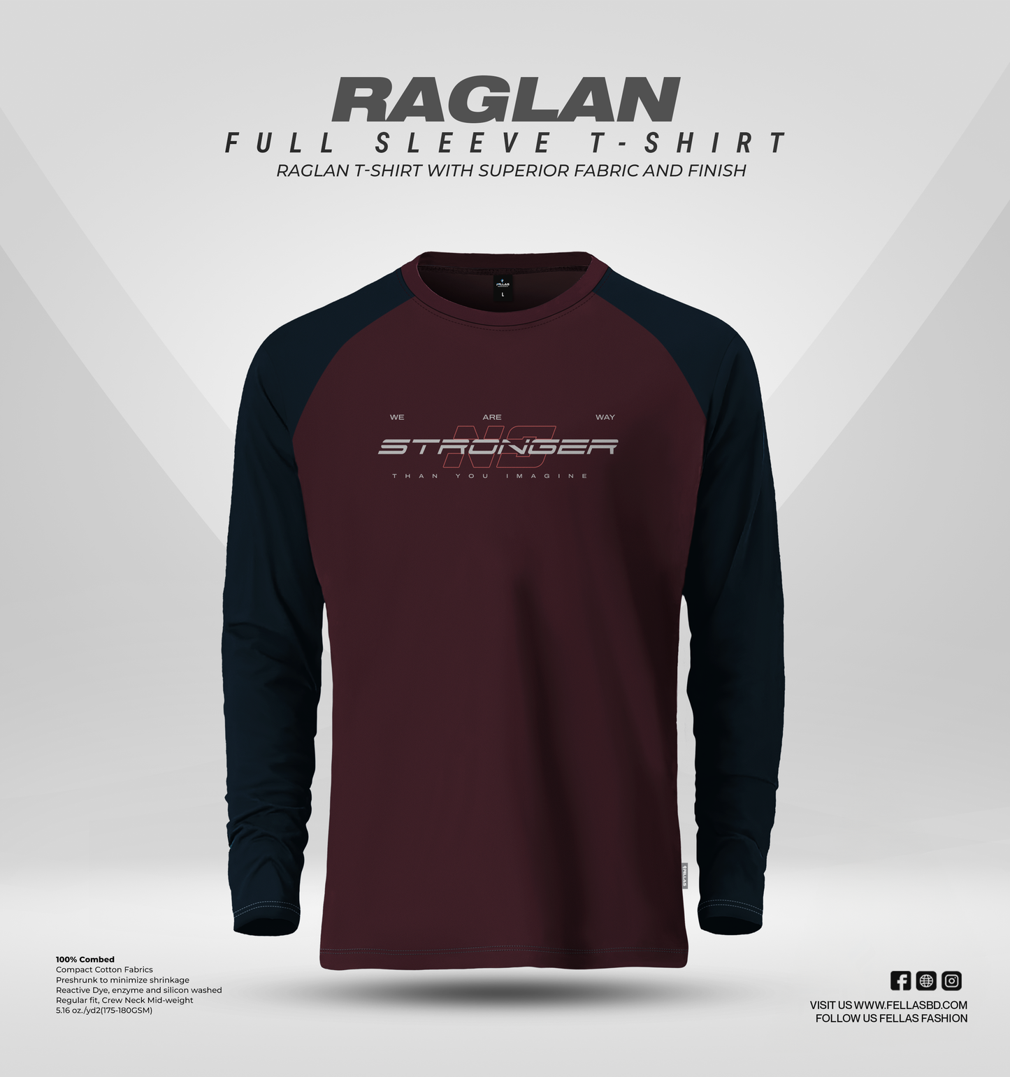 Men's Full Sleeve Raglan T-Shirt - Stronger