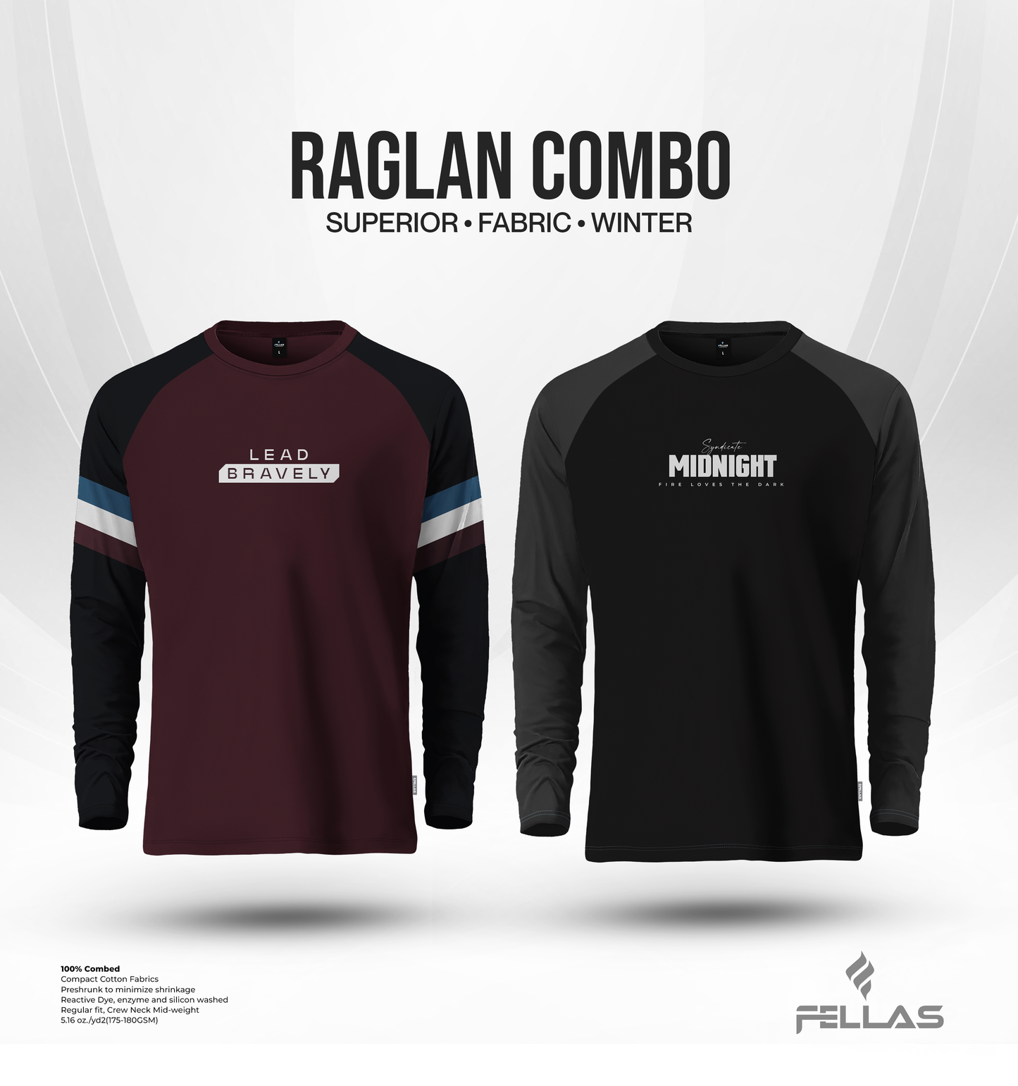 Men's Full Sleeve Raglan T-Shirt Combo (2 pcs) - Lead Bravely, Syndicate Midnight