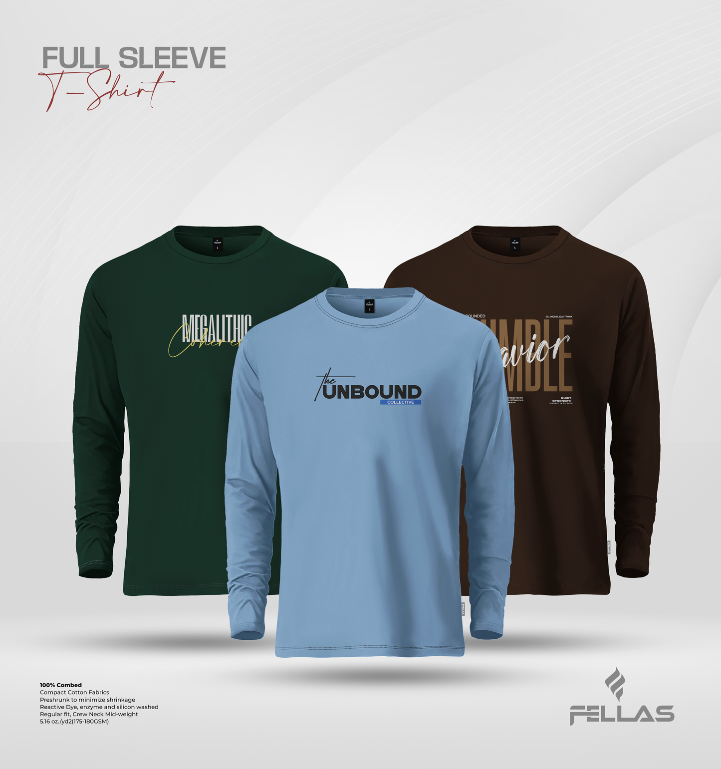Men's Premium Full Sleeve T-Shirt Combo (3 Pcs) - Megalithic, Unbound, Humble Savior