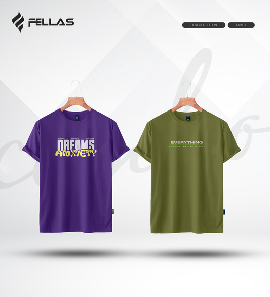 Men's Premium Half Sleeve T-Shirt (2 Combo) - Dreams Anciety, Everything