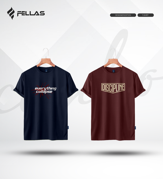 Men's Premium Half Sleeve T-Shirt (2 Combo) - Everything Collapse, Discipline