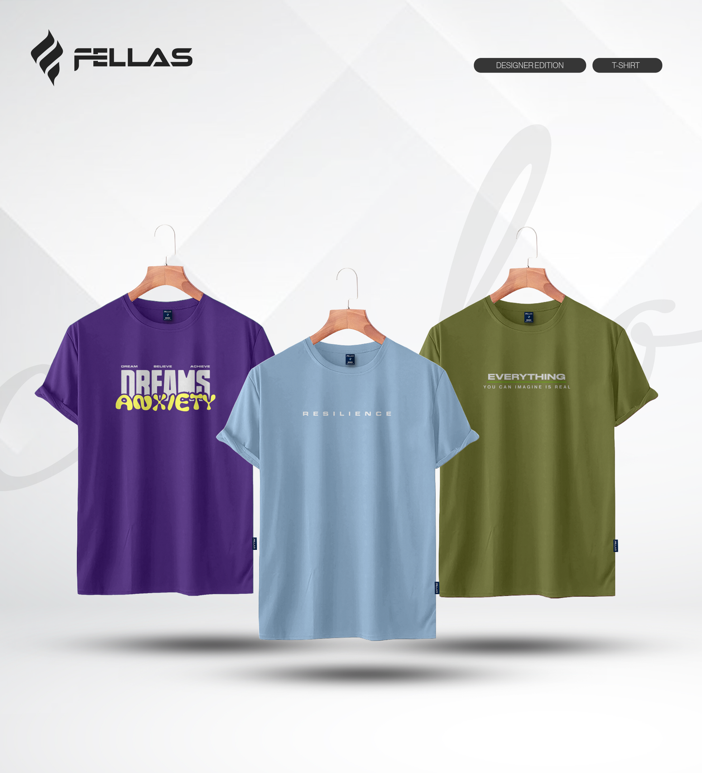 Men's Premium Half Sleeve T-Shirt (3 Combo) - Dreams Anxiety, Resilience, Everything