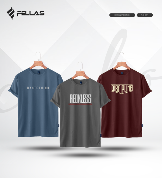 Men's Premium Half Sleeve T-Shirt (3 Combo) - Mastermind, Reckless, Discipline