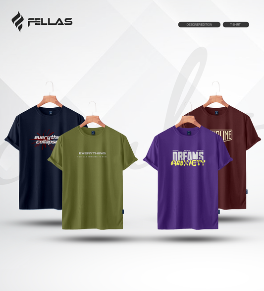 Men's Premium Half Sleeve T-Shirt (4 Combo) - Everything Collapse, Everything, Dreams Anxiety, Discipline