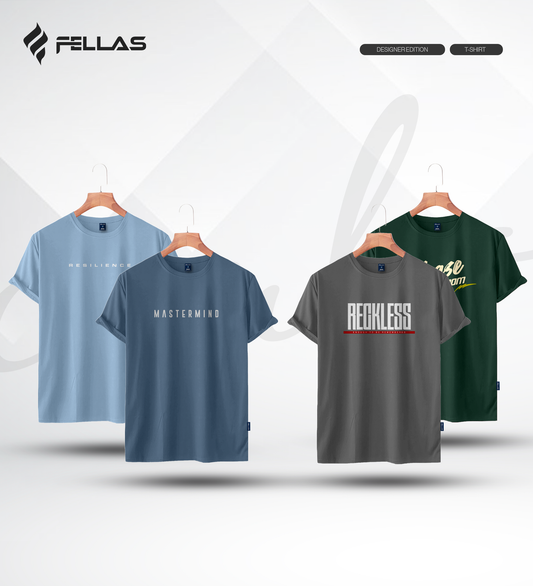 Men's Premium Half Sleeve T-Shirt (4 Combo) - Resilience, Mastermind, Reckless, Chase