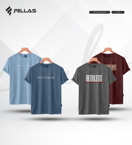 Men's Premium Half Sleeve T-Shirt (4 Combo) - Resilience, Mastermind, Reckless, Discipline