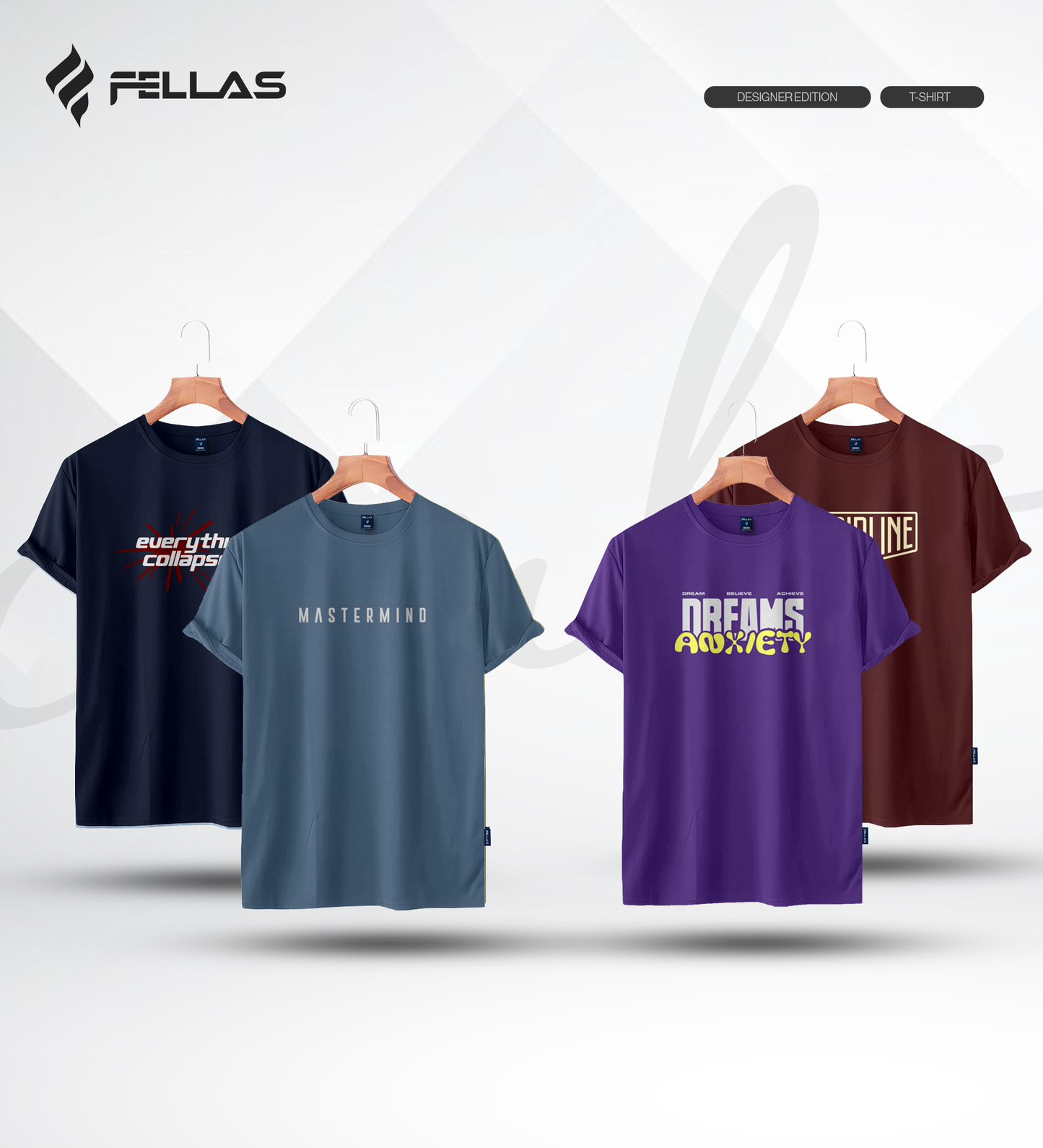 Men's Premium Half Sleeve T-Shirt (4 Combo) - Everything Collapse, Mastermind, Dreams Anxiety, Discipline
