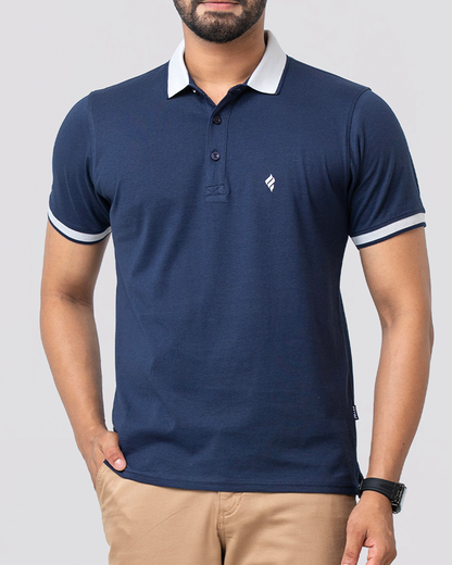 Men's Single Jersey Cotton Polo - Navy