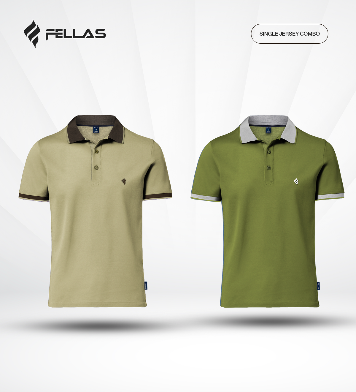 Men's Single Jersey Cotton Polo (2 combo)- Taos Taupe Yellow, Olive Drab