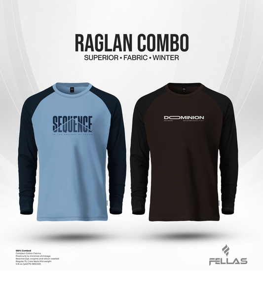 Men's Full Sleeve Raglan T-Shirt Combo (2 Pcs) - Sequence, Dominion