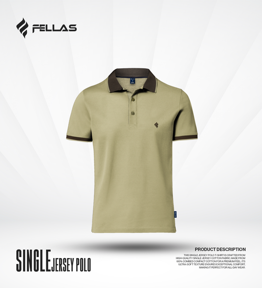 Men's Single Jersey Cotton Polo - Taos Taupe Yellow